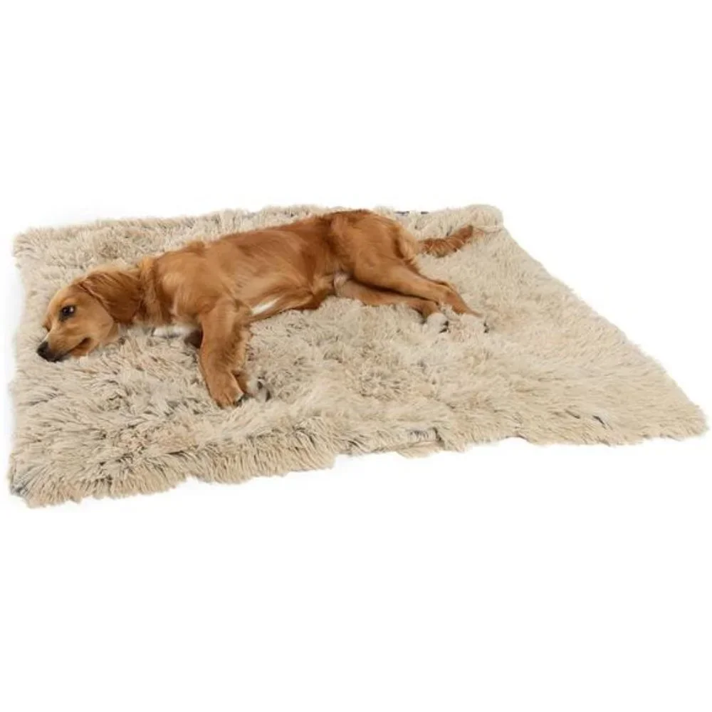 Calming Shag Fur Pet Throw Blanket, Taupe, 30